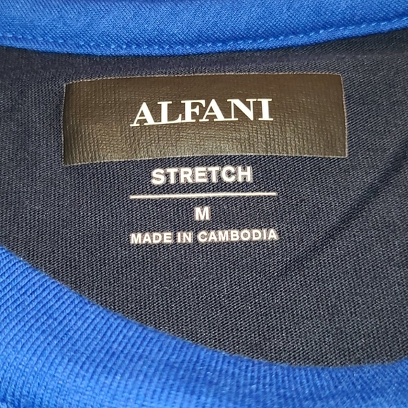 Alfani stretch panel blue T-shirt - Picture 3 of 13